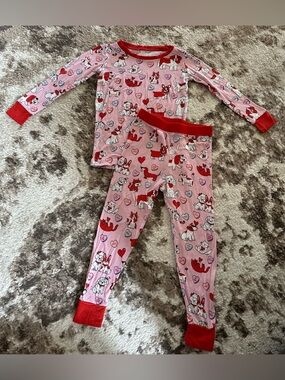Little Sleepies Pink Pajama Set with Red Trim and Dog Print